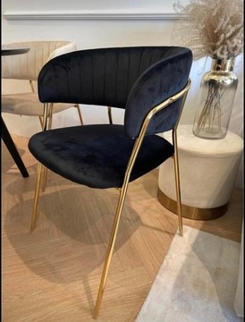 Krzesło Tapicerowane -welur - 4 kolory złote nogi 