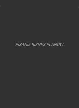 Pisanie biznes planu