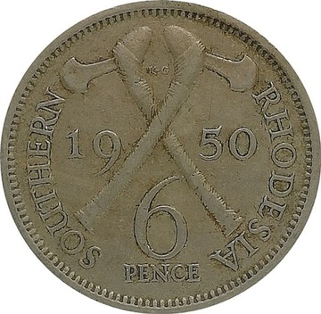 Rodezja Południowa 6 pence 1950, KM#21
