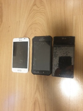 Trzy telefony sm-g388f lg-d280n lg-p760