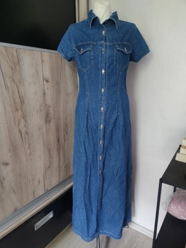 New Look Jeansowa długa maxi  sukienka 36 S