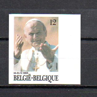 Belgia 1985 rok - Papież Jan Paweł II -znaczek cięty