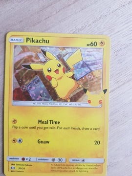 Karta Pikachu 25/25 HOLO + 3 darmowe karty pokemon