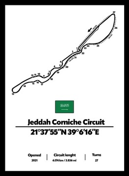 Jeddah Corniche Circuit - plakat A4