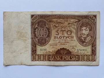 Banknot 100 zł 1934 rok seria BB