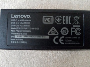 Adapter przejściówka Lenovo USB-C to VGA 01FJ246