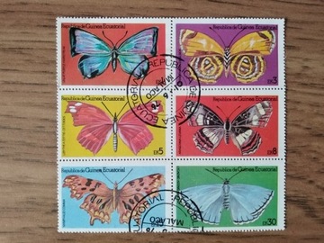 GWINEA RÓWNIKOWA 6 znaczków 1976 motyle kasowane