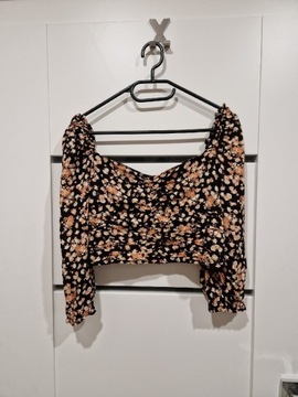 Crop top zara 38 M wiskoza bluzeczka kwiatki 