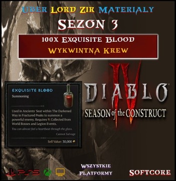 Diablo 4 Sezon 3 100x Exquisite Blood Lord Zir