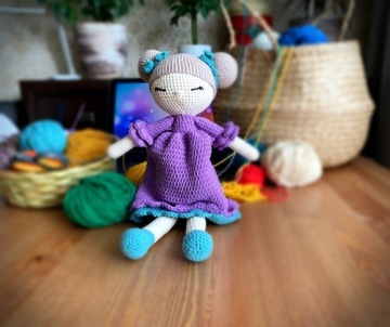 Lalka wykonana na szydełku, handmade Amigurumi