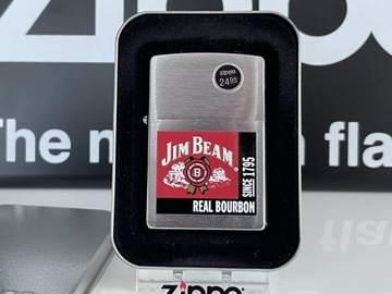 Zapalniczka Zippo 2005 Jim Beam Real Bourbon, szczotkowany chrom, NOWA