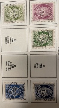 Znaczki Norwegia post horn 1920-29 zestaw 5 sztuk
