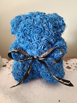 Miś z Róż Rose Bear Teddy Bear niebieski 15 cm