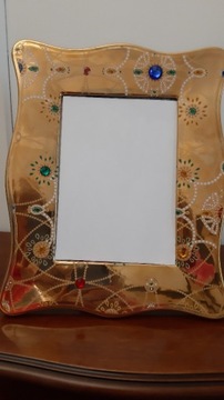  Złocona i zdobiona szklana ramka na zdjęcie