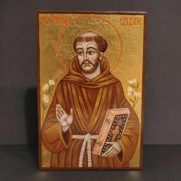 Ikona na desce, Św.Franciszek, prezent, urodziny
