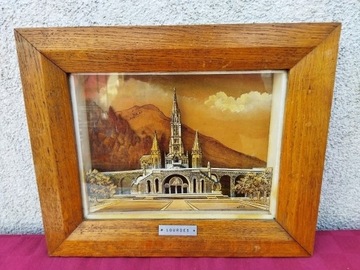 Obrazek Bazylika w Lourdes 43x35cm drewniana rama