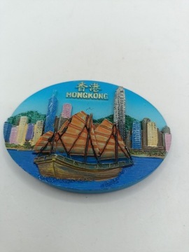 Figurka magnes na lodówkę ceramiczny HONGKONG statek