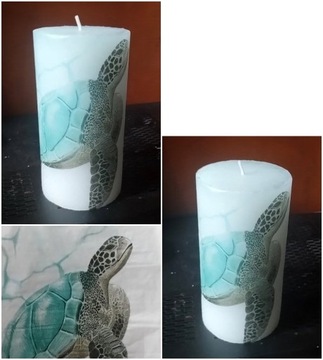 świeca żółw 13 cm - ręcznie zdobiona 