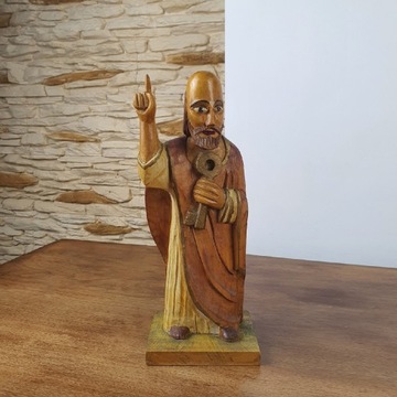 Rzeźba Apostoł św. Piotr drewno malowana stara 
