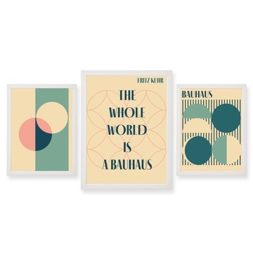 3x PLAKAT W RAMIE | A3 A4 | Bauhaus | Geometryczny