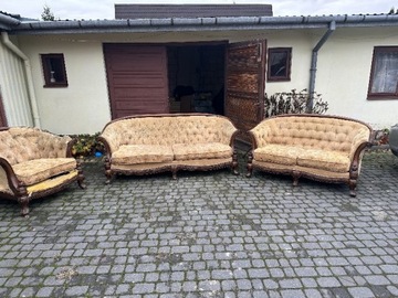 Meble drewniane sofa kanapa fotel 3,2,1 rzeżbione!