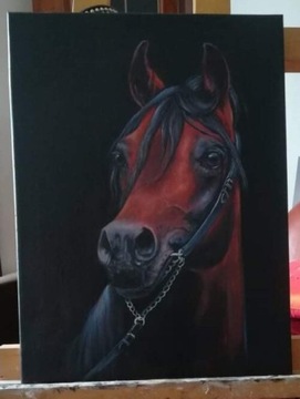 Obraz olejny koń malowany na płótnie