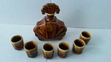 Karafka czarka ceramiczna komplet vintage PRL