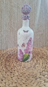 Butelka malowana decoupage prezent ręcznie robiona