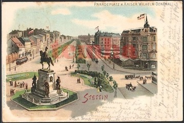 SZCZECIN Stettin Paradeplatz pomnik tramwaj 1900