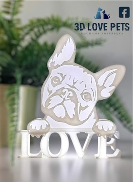 Figurka, lampka 3D Love Buldog Francuski pies
