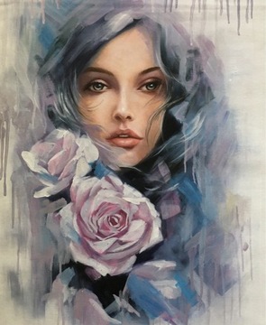 Obraz olejny-Kobieta w kwiatach 