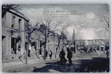 NIDZICA Neidenburg rynek zniszenia wojenne 