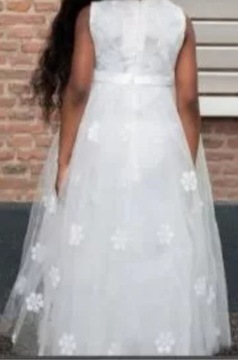 Suknia biała 140 rozmiar (9+)Nowa,druchna(52&)