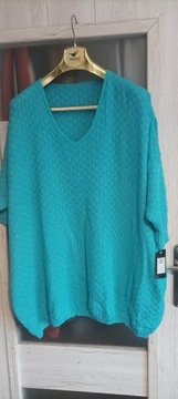 Sweter Plus Size, biust 160cm, polskie!turkus neon