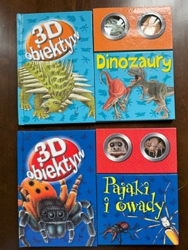 Zestaw 2 Książek 3D detektyw Dinozaury Pająki Owad