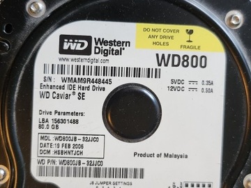 Dysk Twardy WD800JB 80GB ATA IDE