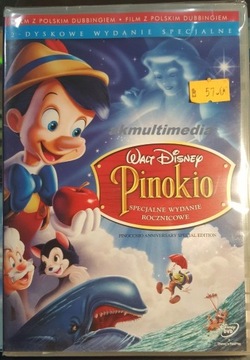 PINOKIO Disney DVD nowy folia PL