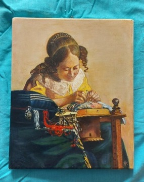 TANIO Obraz olejny na płótnie Koronczarka Vermeer