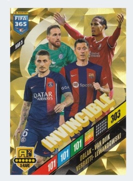 Złota karta X-RARE 5 FIFA 365 z 2024 Invincible