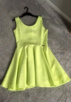 Sexy Sukienka s moriss modny limonkowy XS S neon