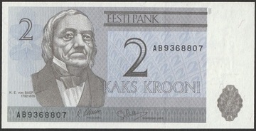 Estonia 2 korony 1992 - stan bankowy UNC