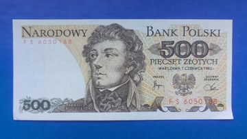Banknot 500 zł z 1982r, Seria FS
