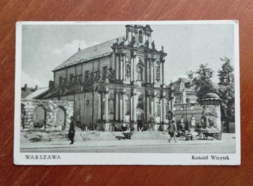 Warszawa Kościoł Wizytek - stara pocztówka Bułhak
