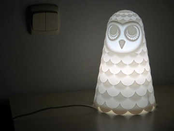 Lampka nocna Ikea SOLBO Podświetlana biała sowa