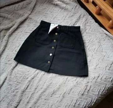 Spódnica jeansowa guziki mini y2k goth alternative
