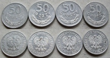 50 groszy 1977 - 1985 zestaw 3