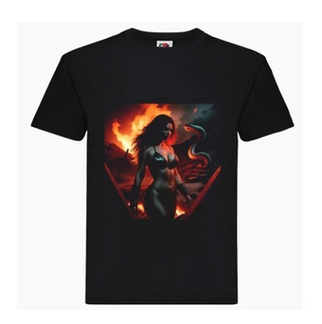 Czarna koszulka apocalypse monster woman snake