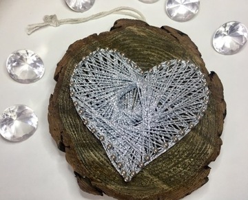 Obraz serce string art dzień matki deska drewno
