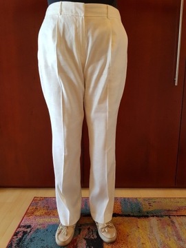 Eleganckie damskie spodnie lniane białe M&S