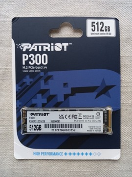 Dysk SSD Patriot P300 512GB M.2 PCIe "NOWY"
